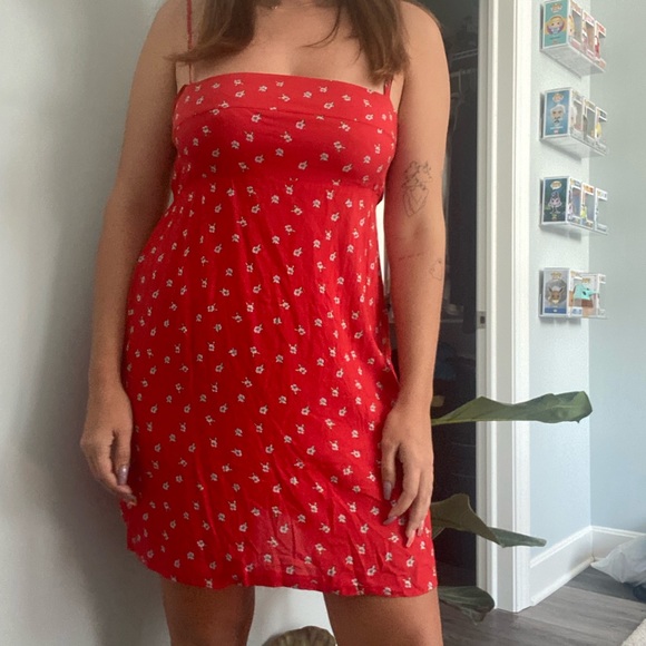 Free people red floral open back mini dress - Picture 6 of 6